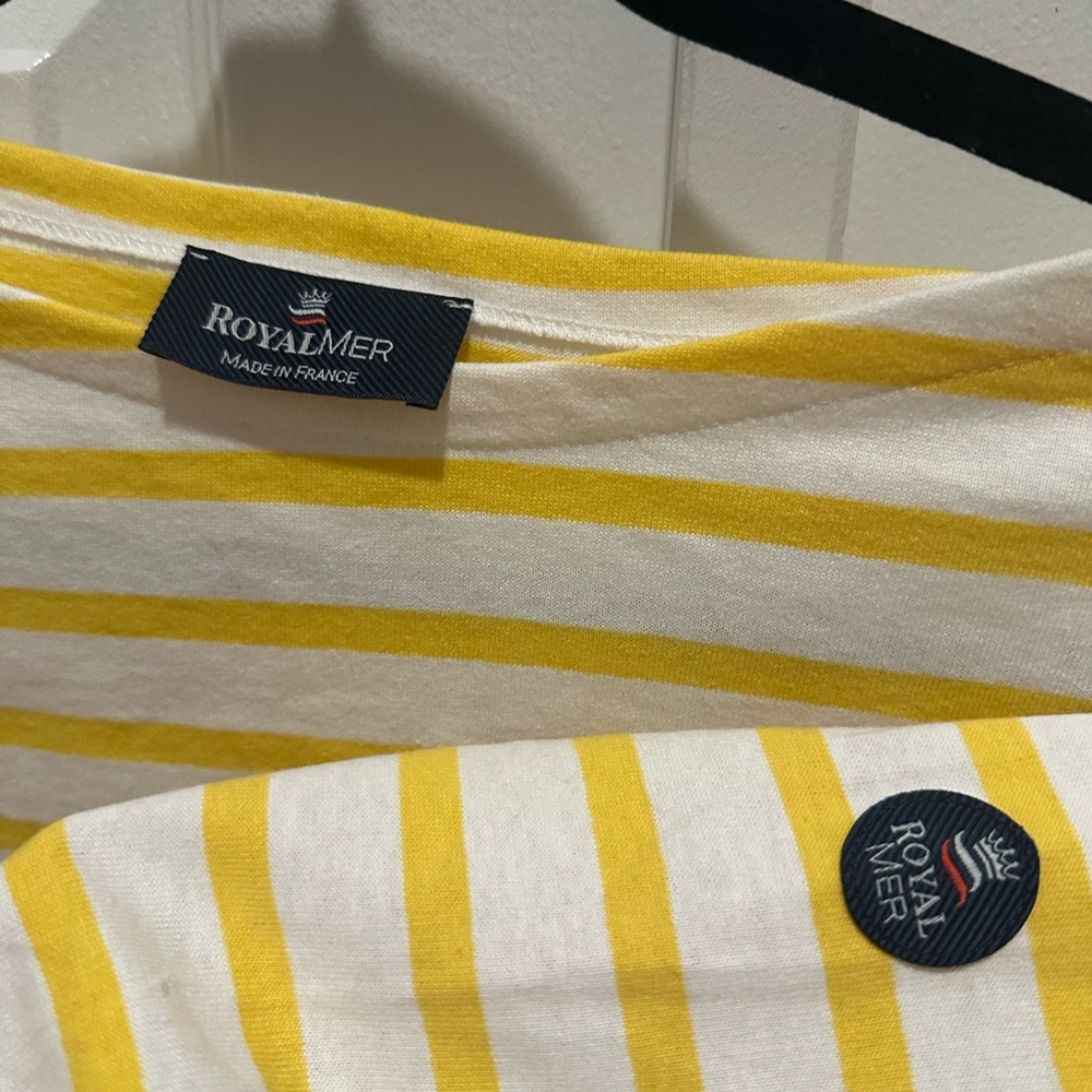 Women's Yellow Striped Long Sleeve Top, classic French mariniere shirt